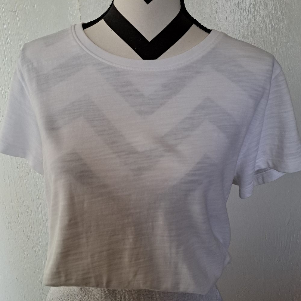 Nation Ltd. T-shirt Smocked Waist Ruffle Tiered Hem Mini Dress White SZ M - Picture 2 of 6